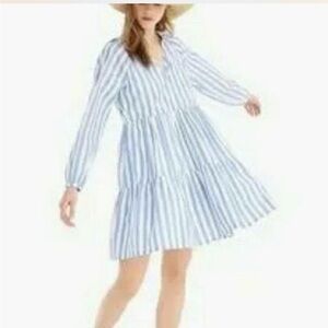 J. Crew Light Blue and White Striped Blouse